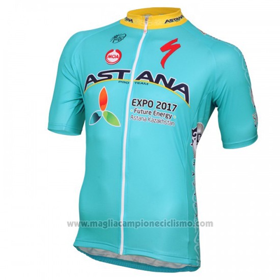 2016 Abbigliamento Ciclismo Astana Azzurro Manica Corta e Salopette